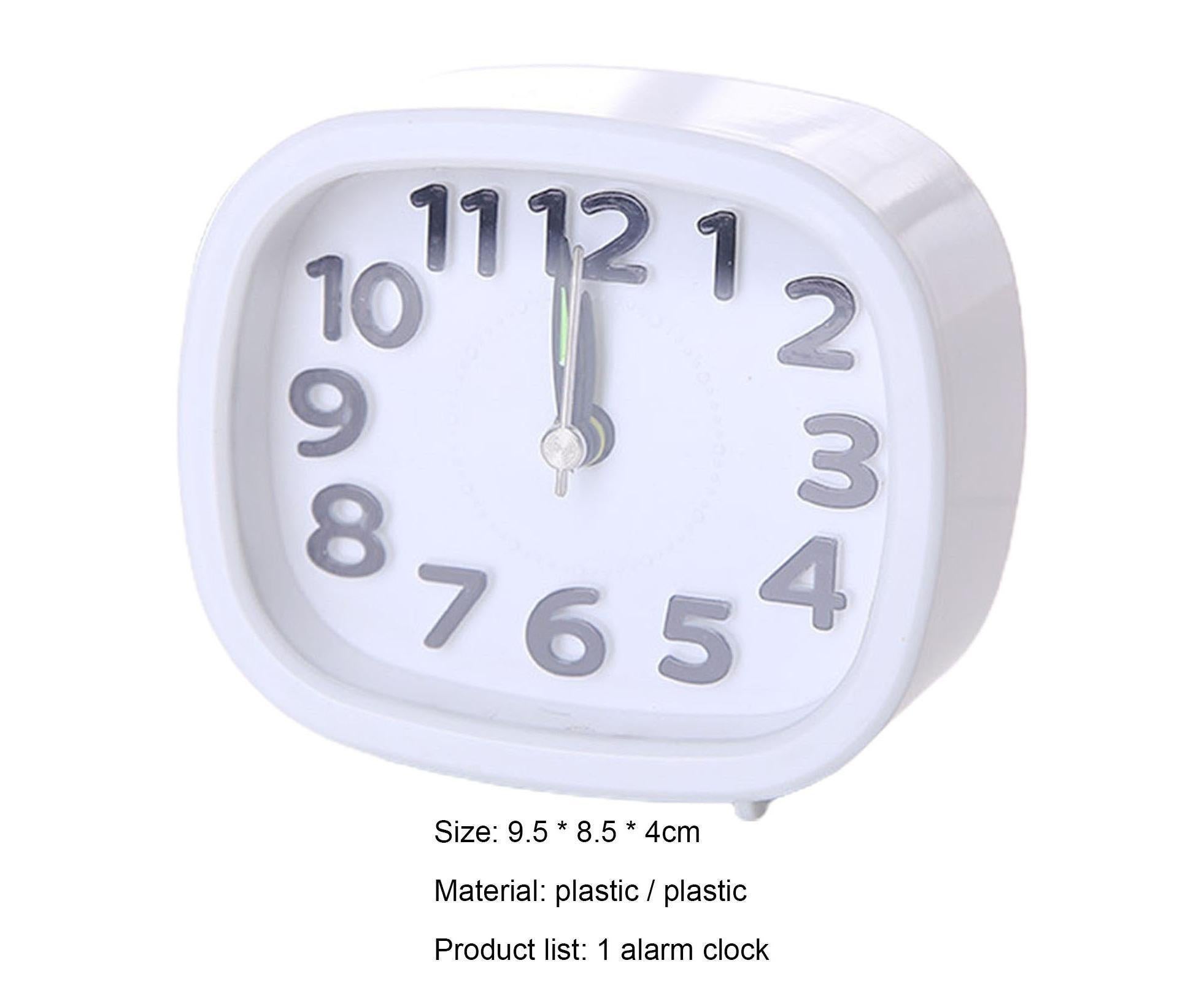 Table Clock Low Noise Multi-functional Round Small Bedside Analog Alarm Clock for Daily Use - White - Image 3