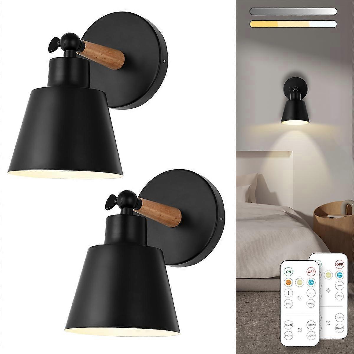 Battery Operated Wall Sconce Set of 2, Wireless LED Light with Remote, Dimmable - Image 1