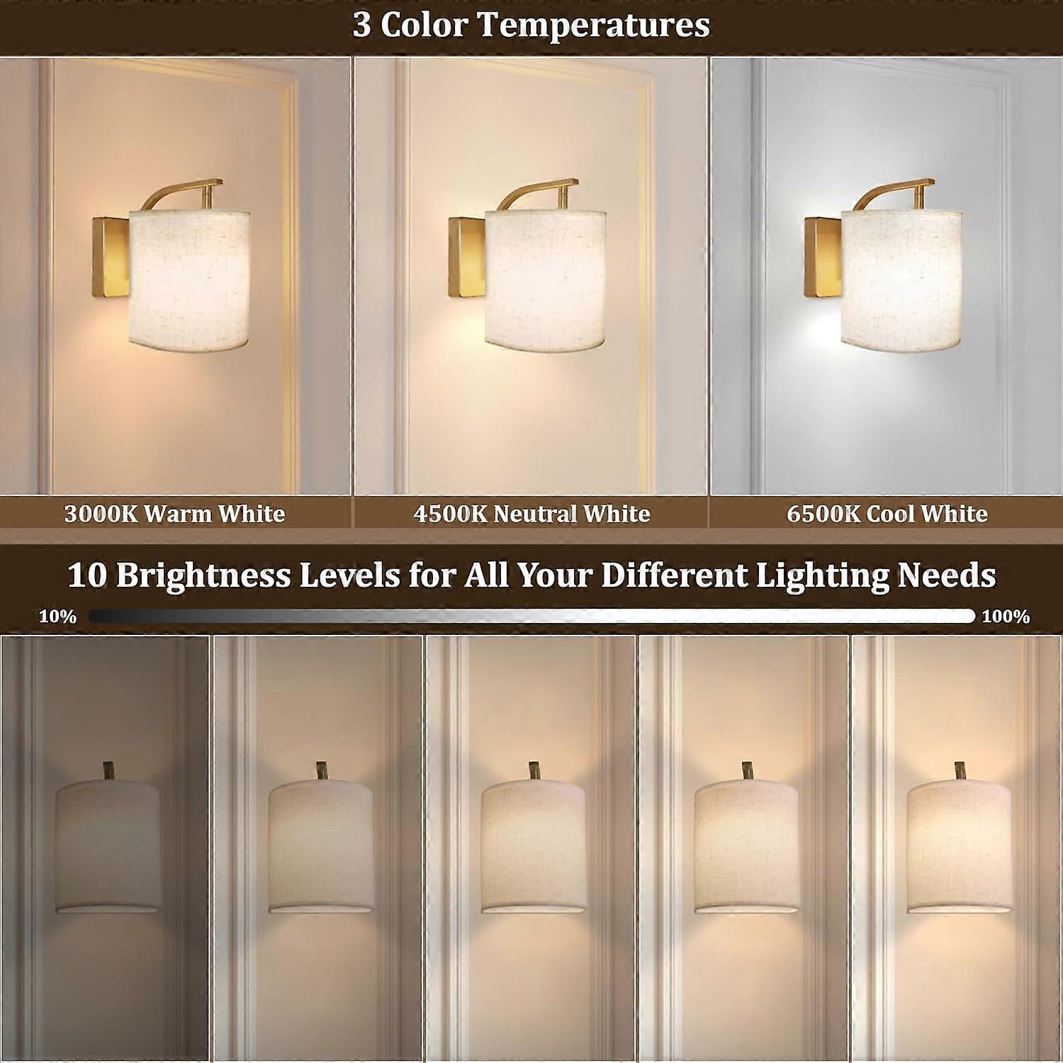 Battery Operated Wall Sconces Set of 2, Rechargeable LED Lights, Remote, 12 RGB Colors, Gold - Image 3