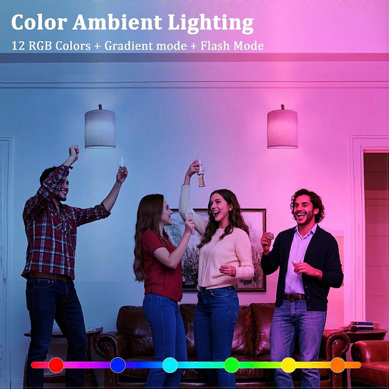 Battery Operated Wall Sconces Set of 2, Rechargeable LED Lights, Remote, 12 RGB Colors, Gold - Image 4