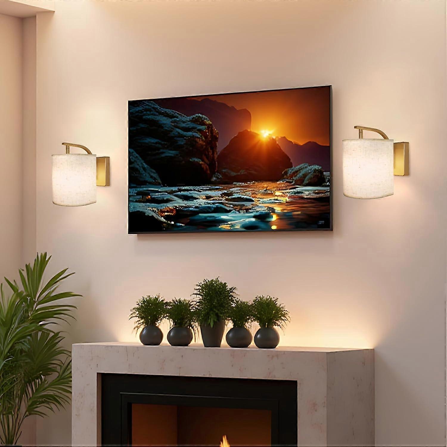 Battery Operated Wall Sconces Set of 2, Rechargeable LED Lights, Remote, 12 RGB Colors, Gold - Image 5