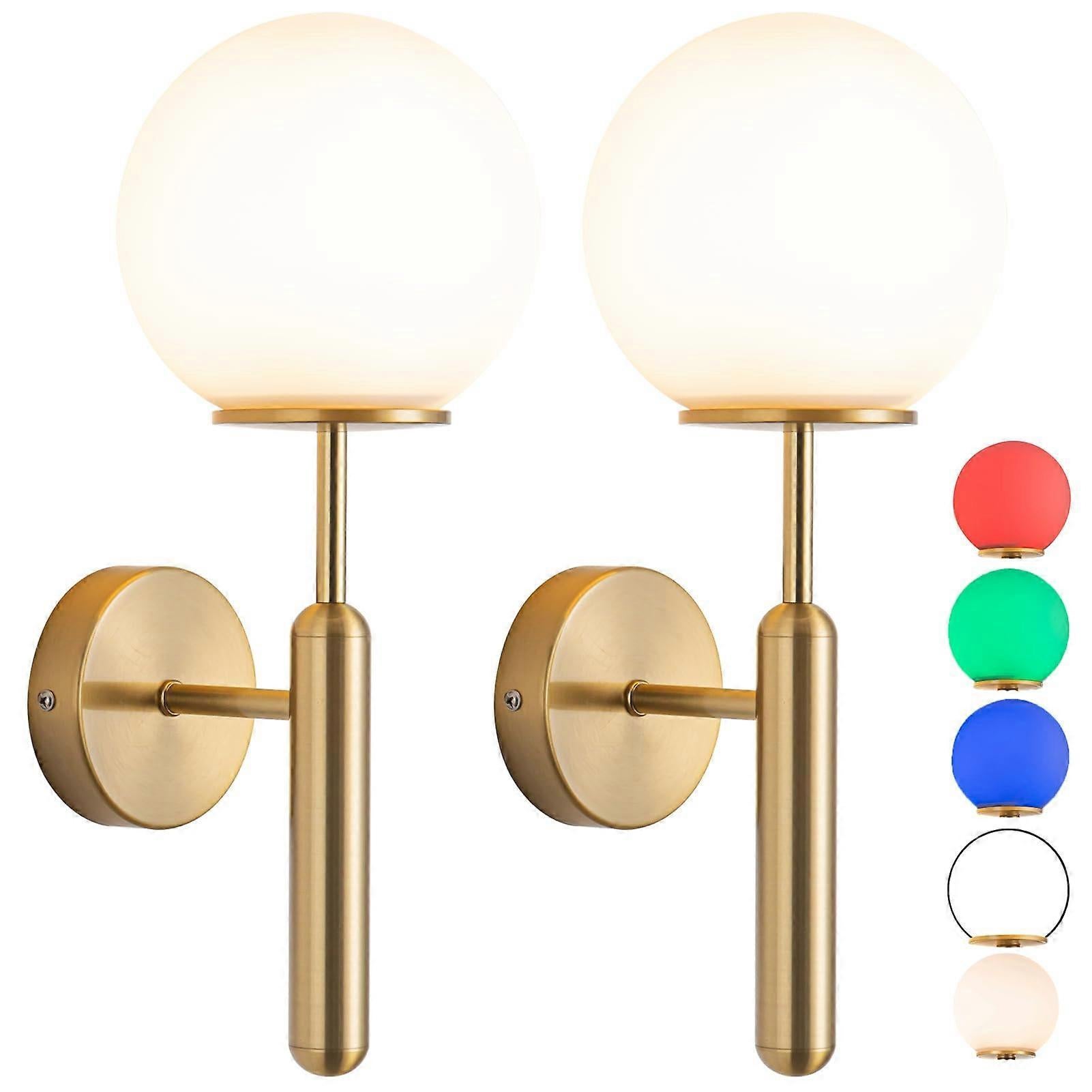 Battery Operated Wall Sconce Set of 2, Wireless Remote Dimmable LED, Gold Fabric Shade - Image 1