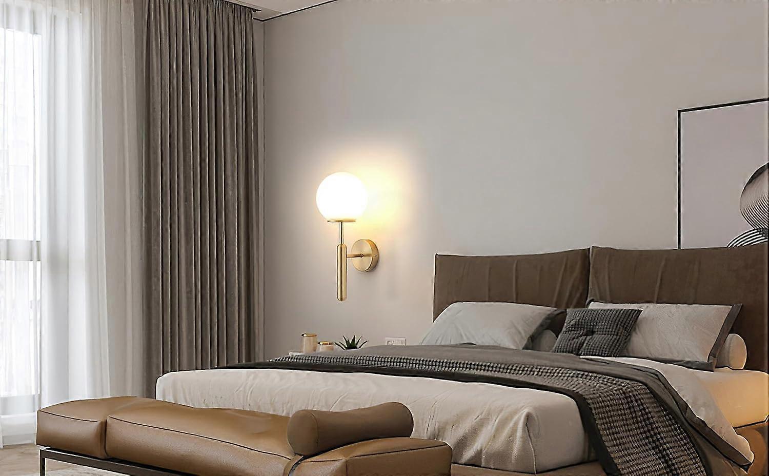 Battery Operated Wall Sconce Set of 2, Wireless Remote Dimmable LED, Gold Fabric Shade - Image 4