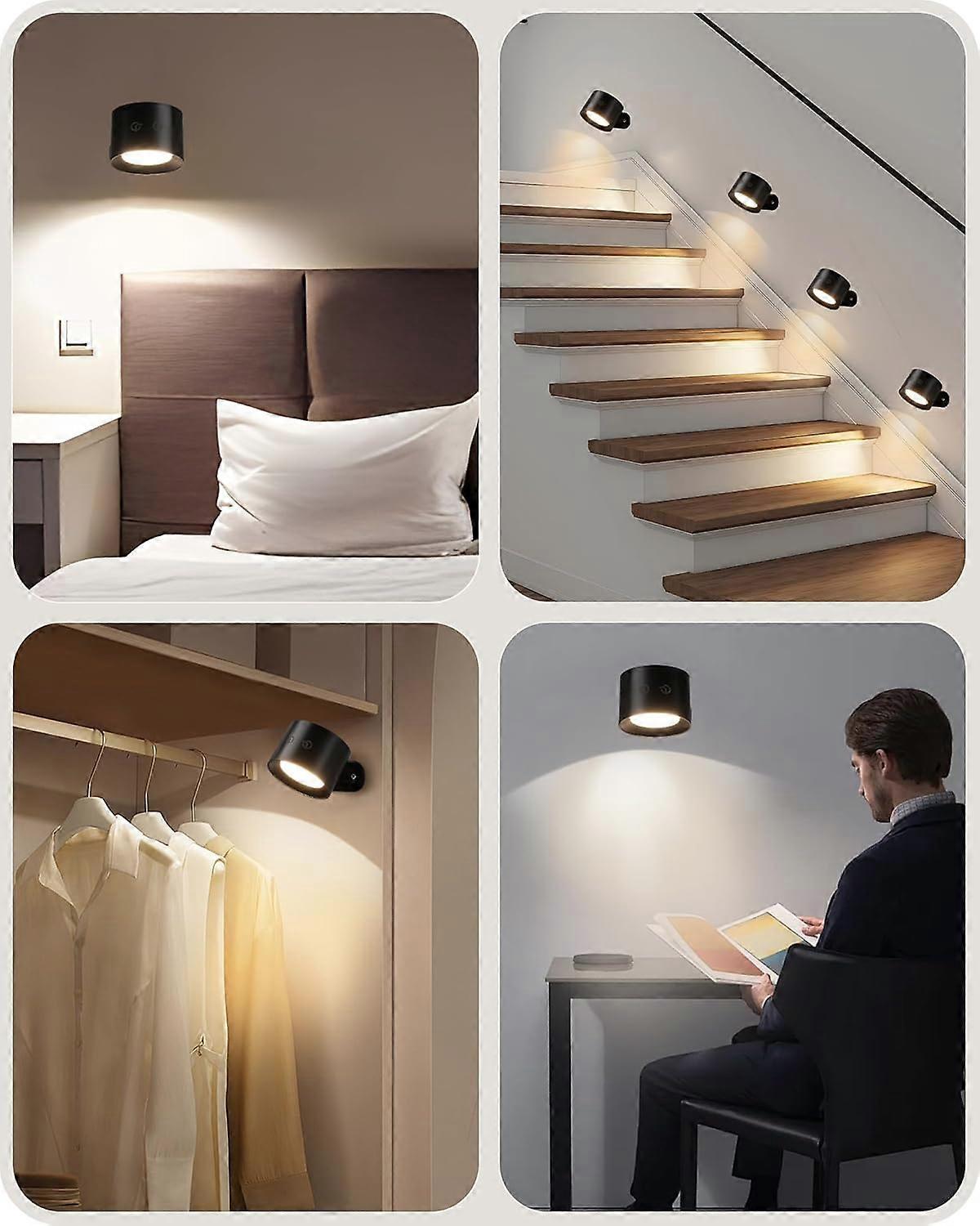 Battery Operated Wall Sconce Set of 2, Rechargeable RGB LED Lights, Remote, Black - Image 2