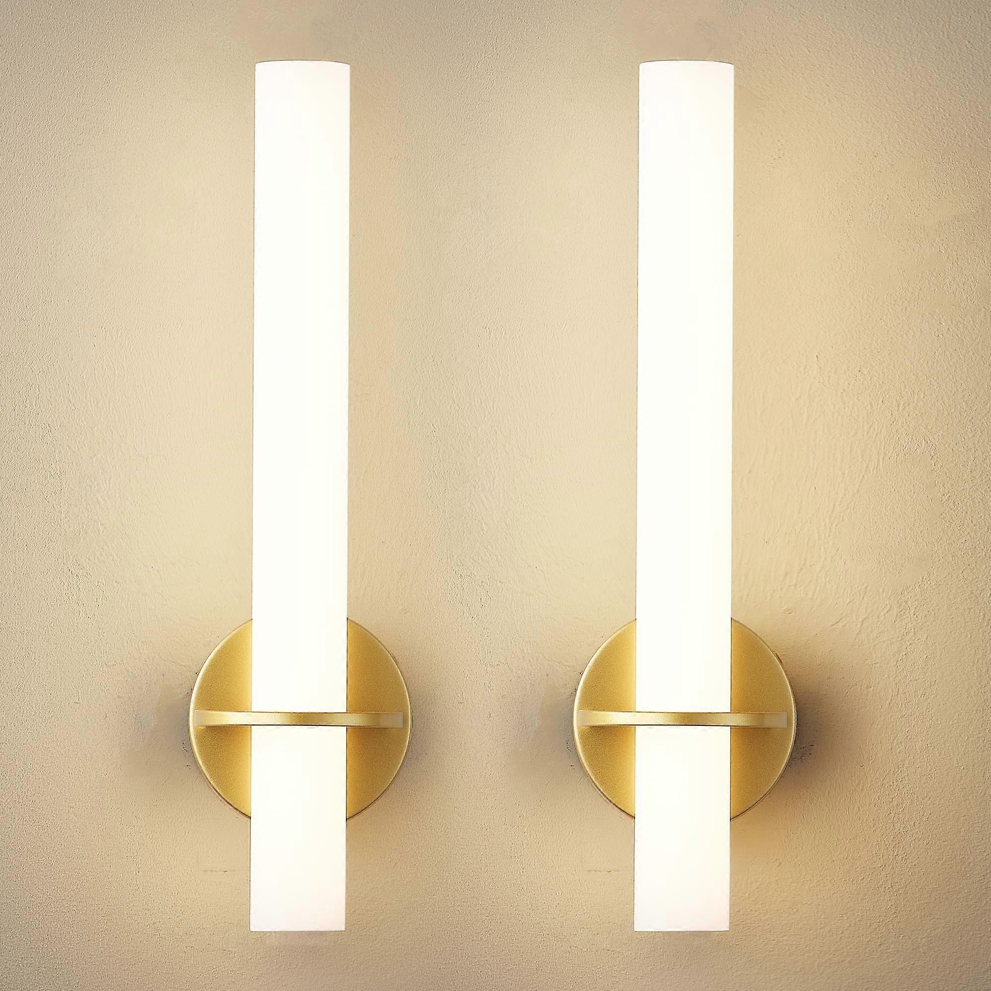Gold Battery Operated Wall Sconce Set of 2, Rechargeable Wireless LED, Remote, Dimmable 3000K-6000K - Image 1