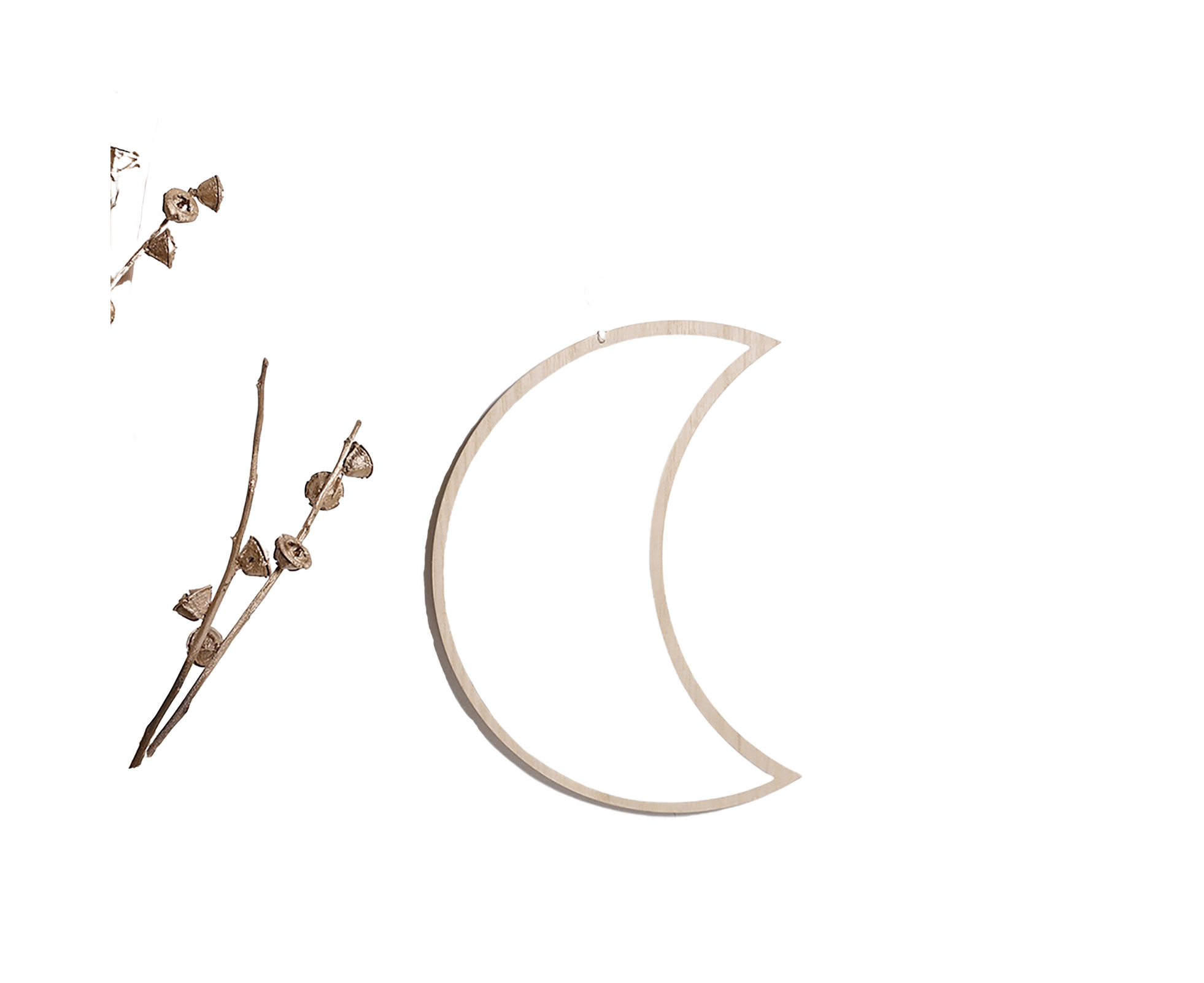 Moon Shape Mirror Decor for Bedroom-Natural - Image 1