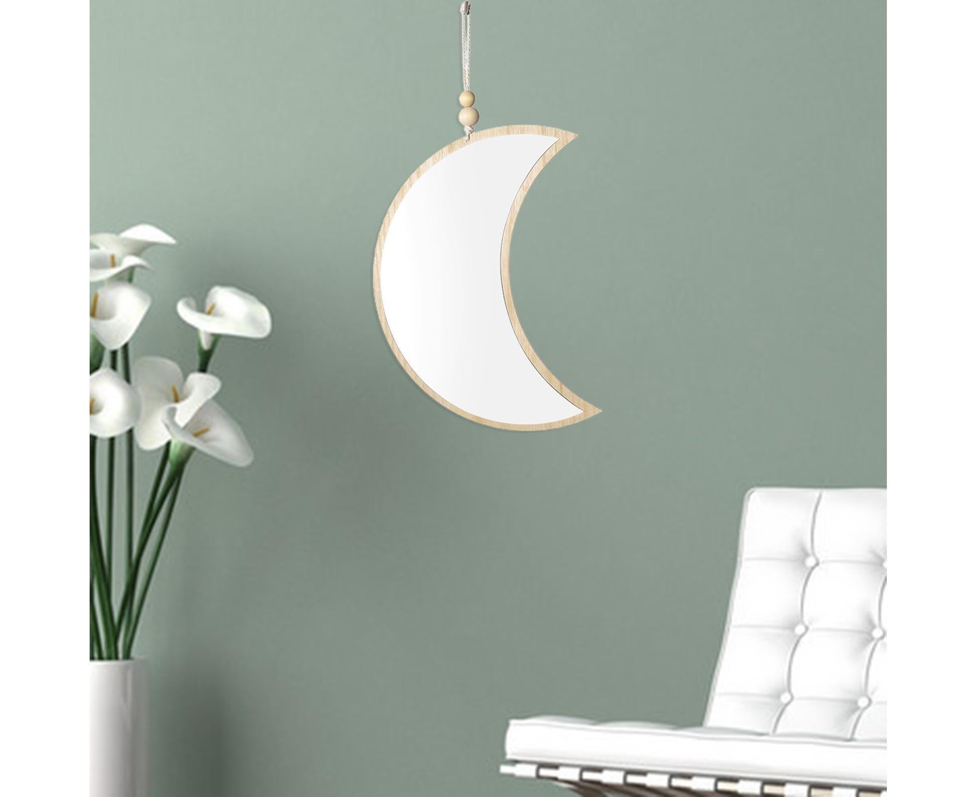 Moon Shape Mirror Decor for Bedroom-Natural - Image 4