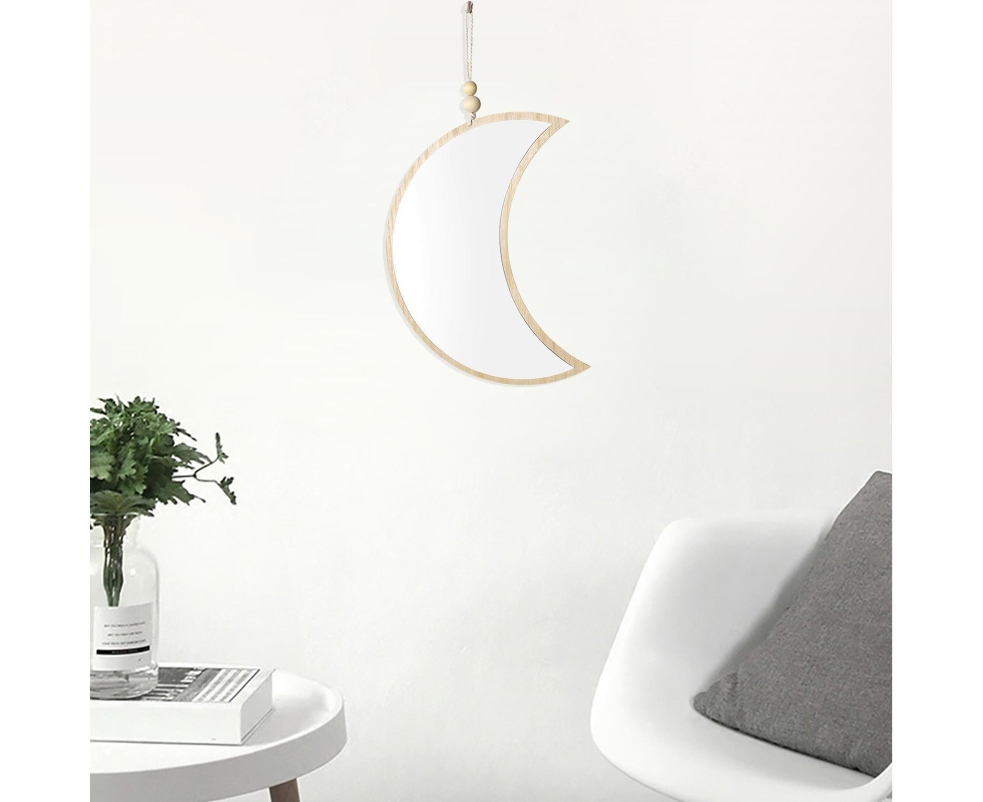 Moon Shape Mirror Decor for Bedroom-Natural - Image 6