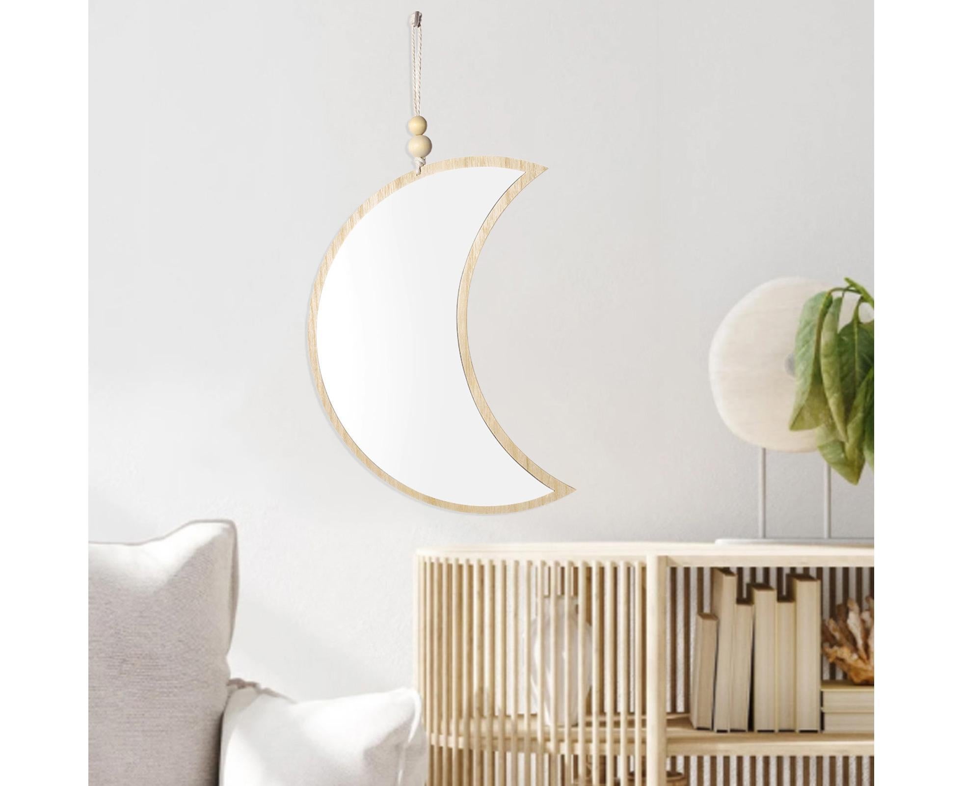 Moon Shape Mirror Decor for Bedroom-Natural - Image 8