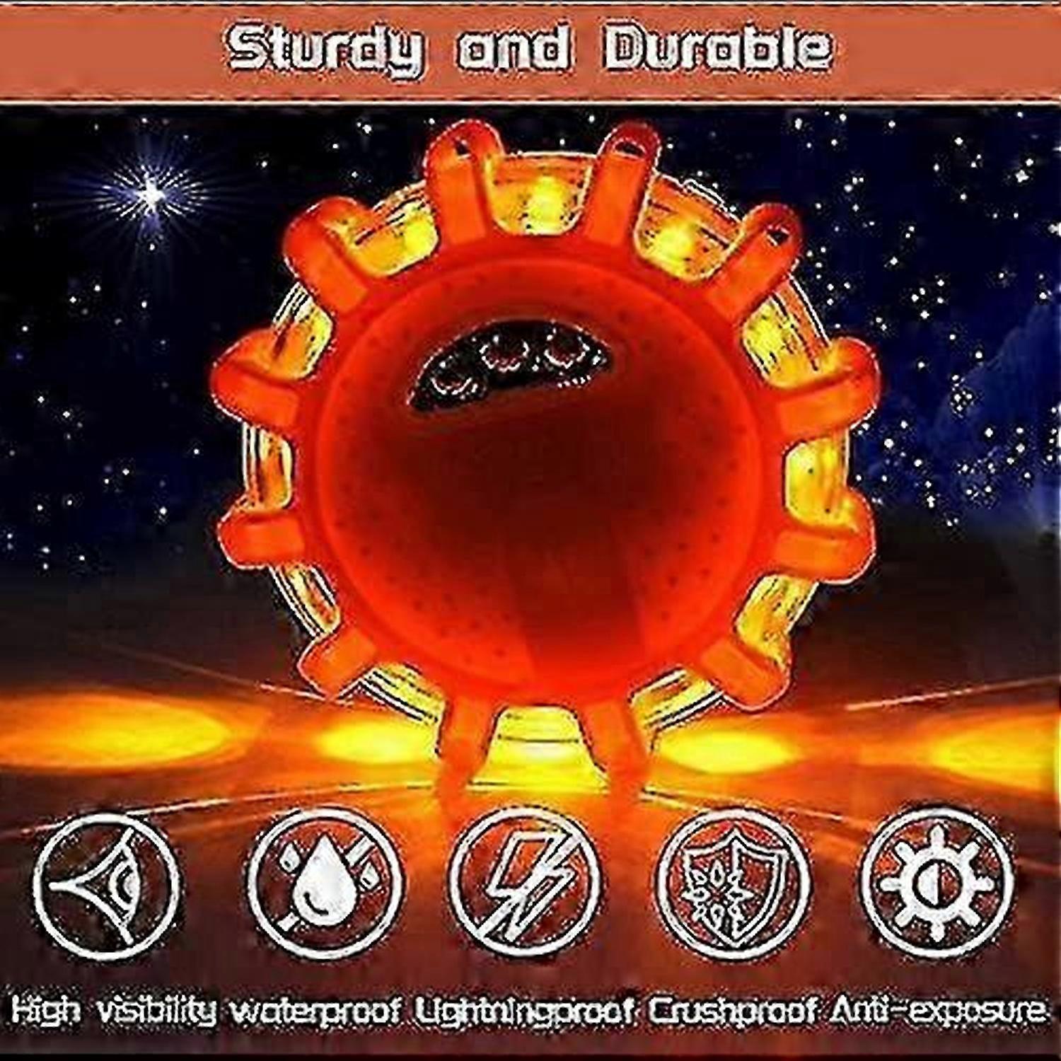 Roadside Emergency LED Flare Lights 4 Pack, Flashing Beacon Disc Warning Kit - Image 3