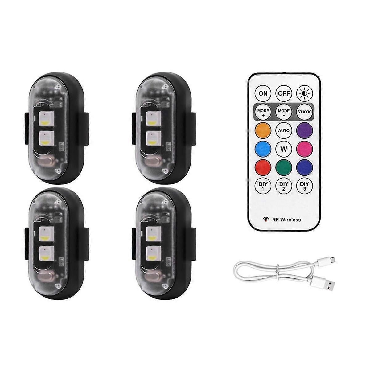 Wireless LED Strobe Lights 4PCS with Remote, 8 Colors USB Rechargeable Waterproof - Image 1