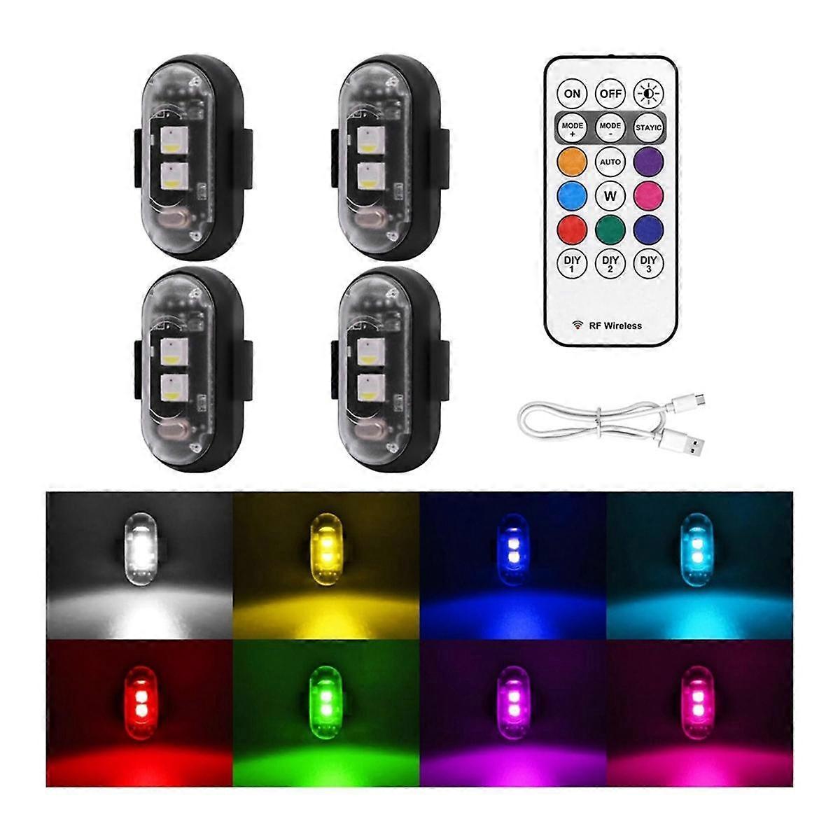 Wireless LED Strobe Lights 4PCS with Remote, 8 Colors USB Rechargeable Waterproof - Image 2