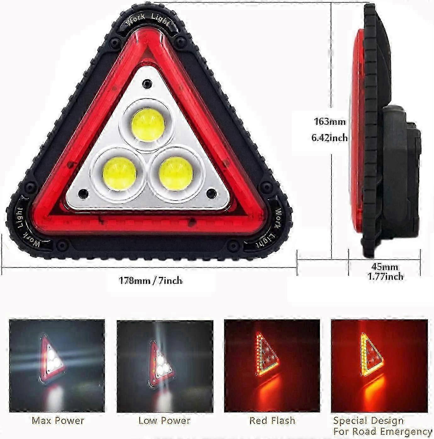 LED Emergency Warning Triangle, Portable USB Rechargeable 4 Light Modes - Image 2