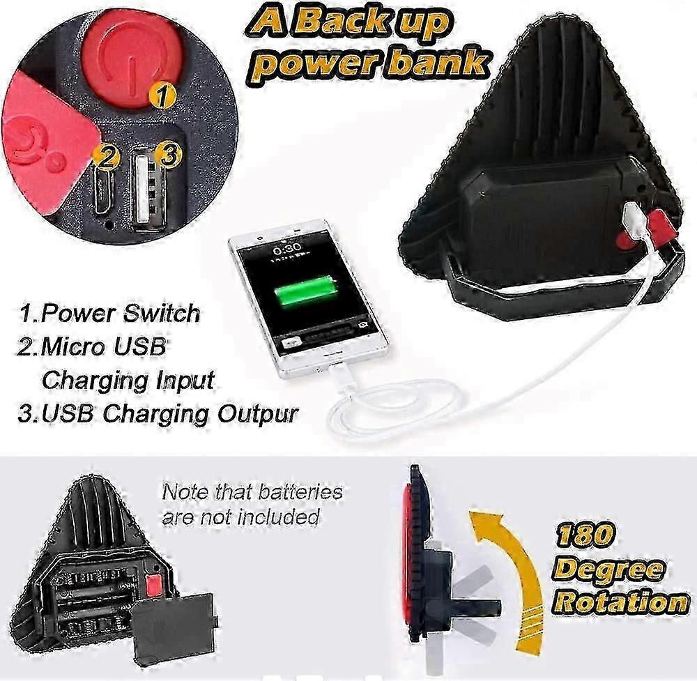 LED Emergency Warning Triangle, Portable USB Rechargeable 4 Light Modes - Image 4