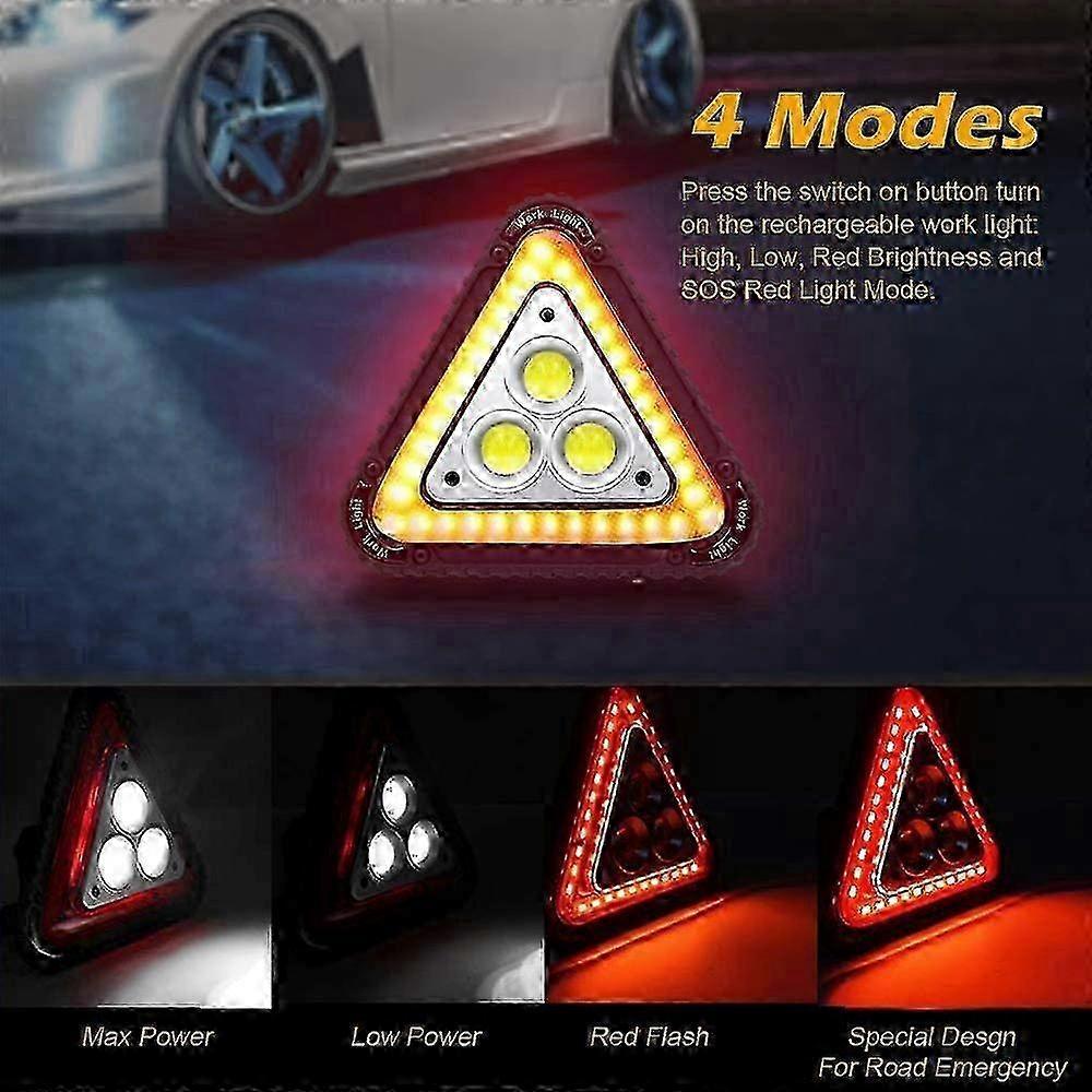 LED Emergency Warning Triangle, Portable USB Rechargeable 4 Light Modes - Image 5