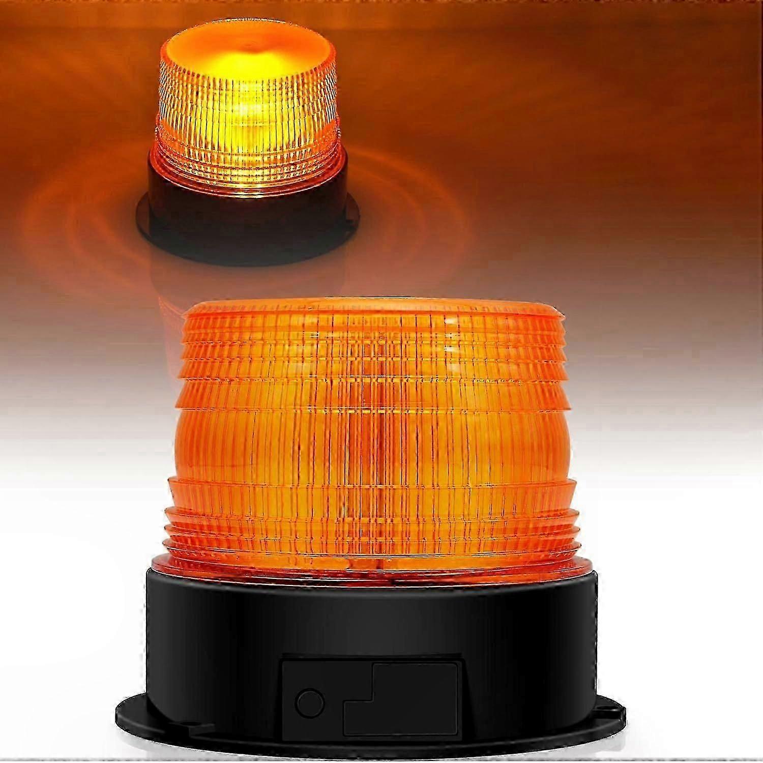 Rechargeable LED Strobe Light, 12V-24V Orange Emergency Warning Beacon - Image 1