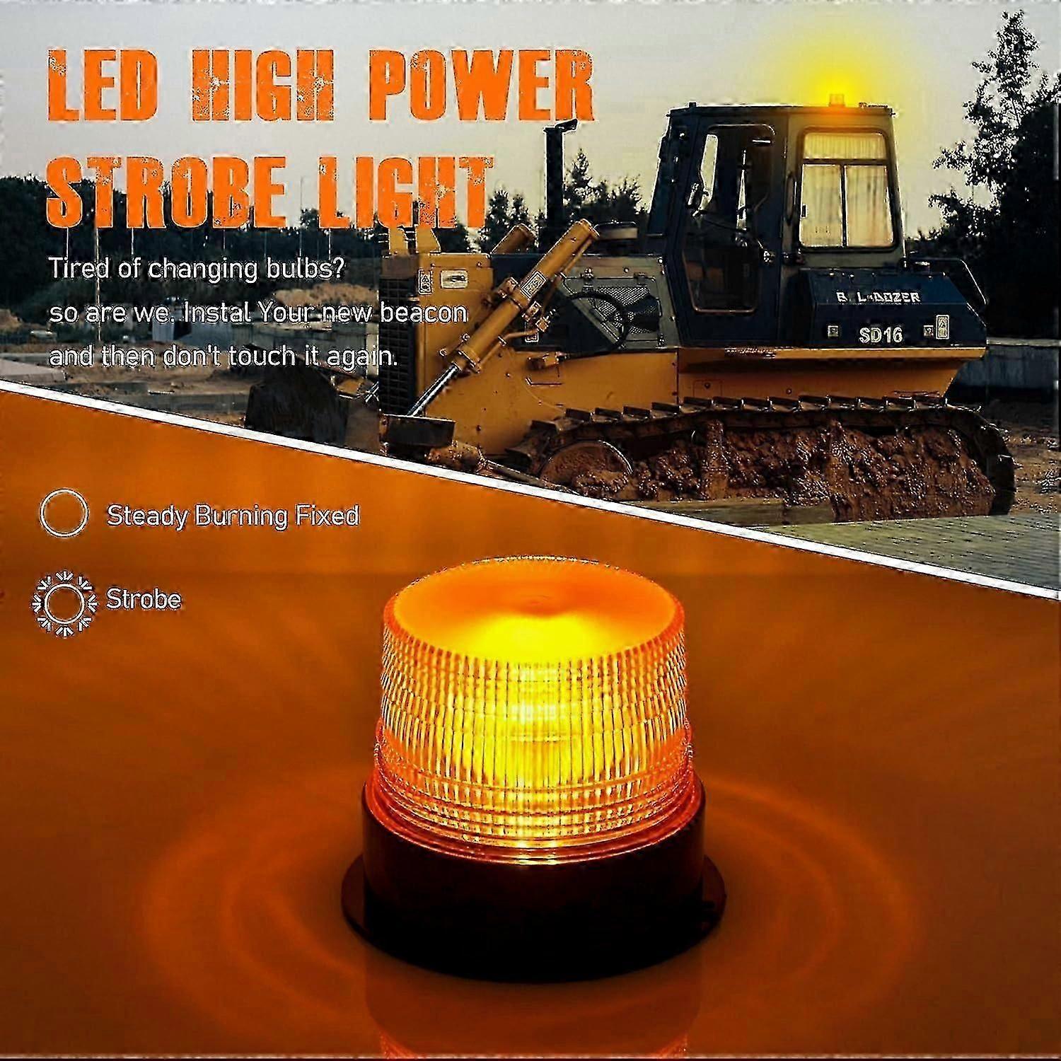 Rechargeable LED Strobe Light, 12V-24V Orange Emergency Warning Beacon - Image 4