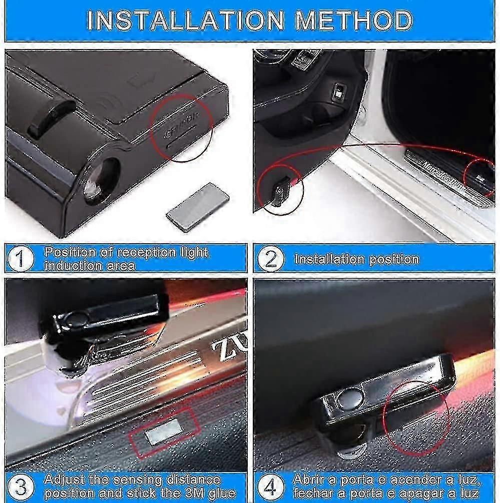 Wireless Car Door LED Logo Projector Lights 2PCS, Universal Courtesy Door Lamp - Image 4
