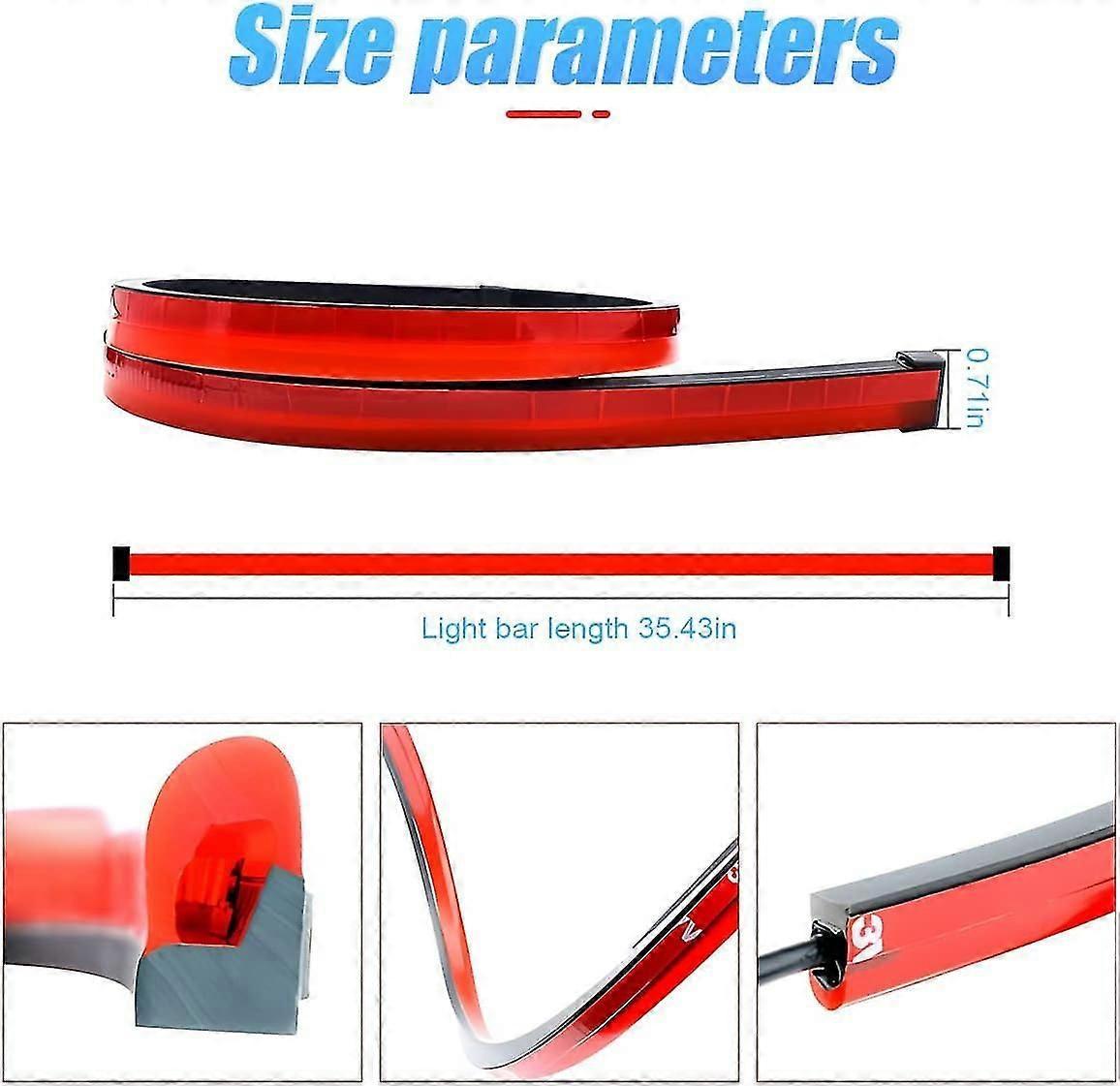 LED Brake Light Strip 35 Inch, Red 144 LEDs DC12V Rear Warning Light Bar - Image 2
