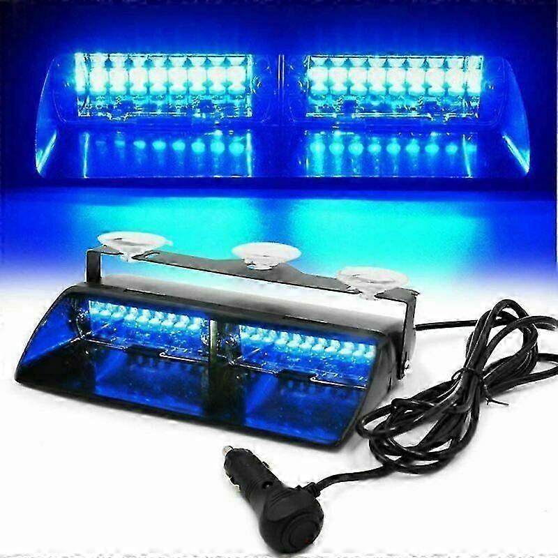 Blue LED Strobe Warning Light, 16 LED Waterproof 12V-24V Emergency Flash Lamp - Image 1