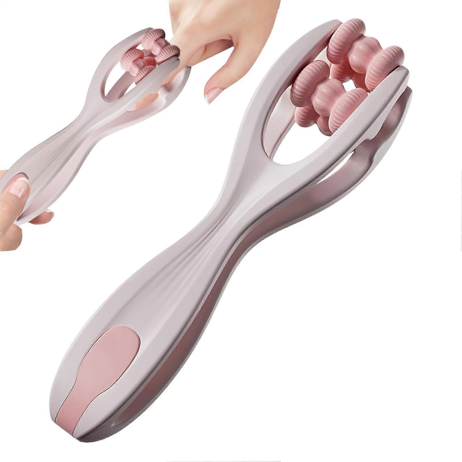 Hand Massage Roller Double Ball Design, Pink Hand Massager Tool - Image 1