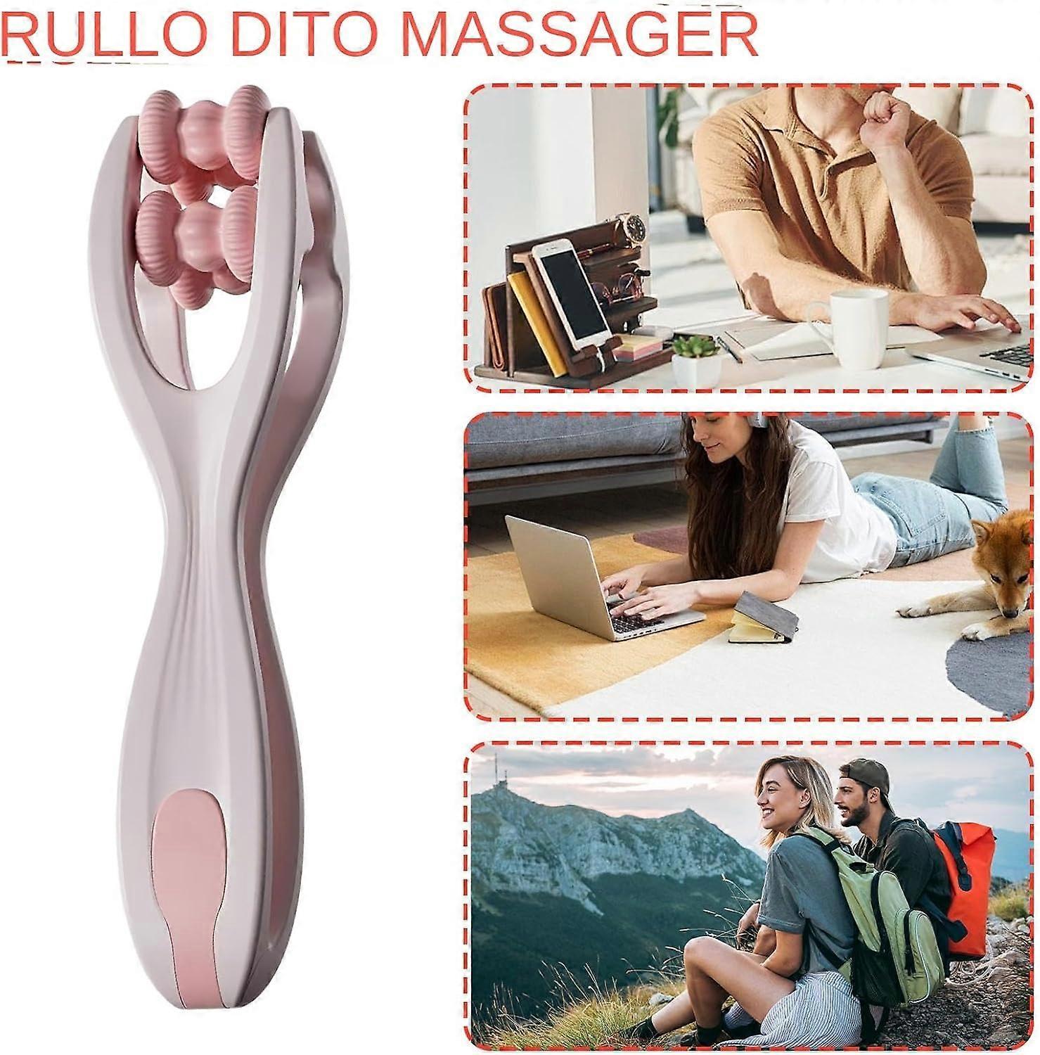 Hand Massage Roller Double Ball Design, Pink Hand Massager Tool - Image 3