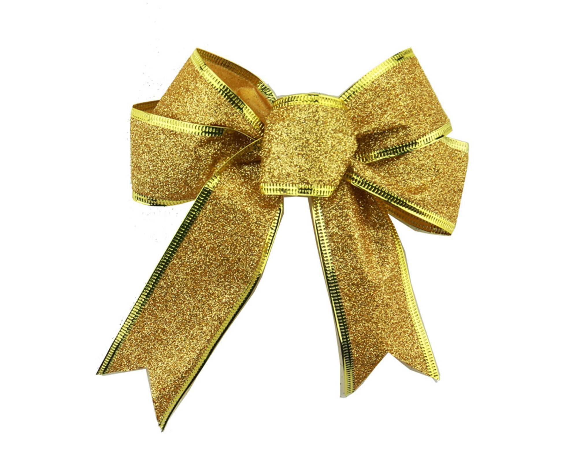 10Pcs Christmas Bows Party Supplies-Golden - Image 2