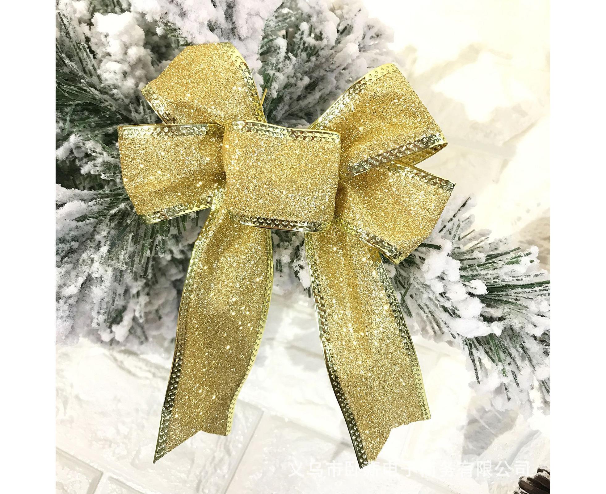 10Pcs Christmas Bows Party Supplies-Golden - Image 3