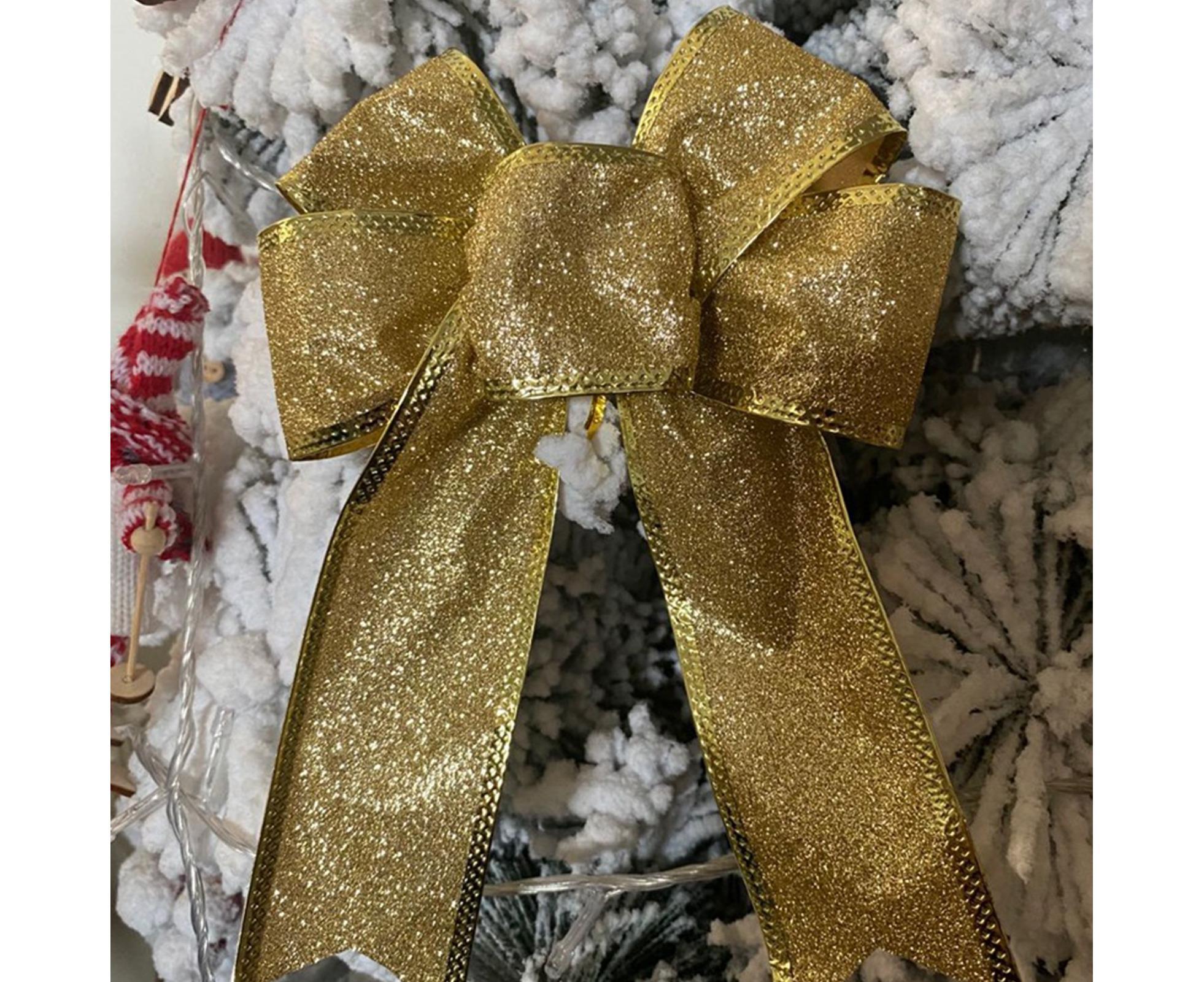 10Pcs Christmas Bows Party Supplies-Golden - Image 4