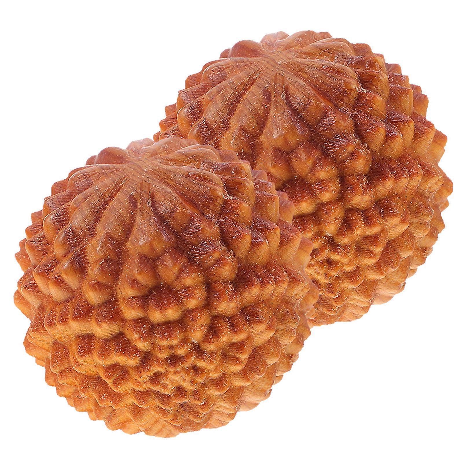Wooden Hand Massage Balls 2PCS, Durian Shape Rolling Massager - Image 1
