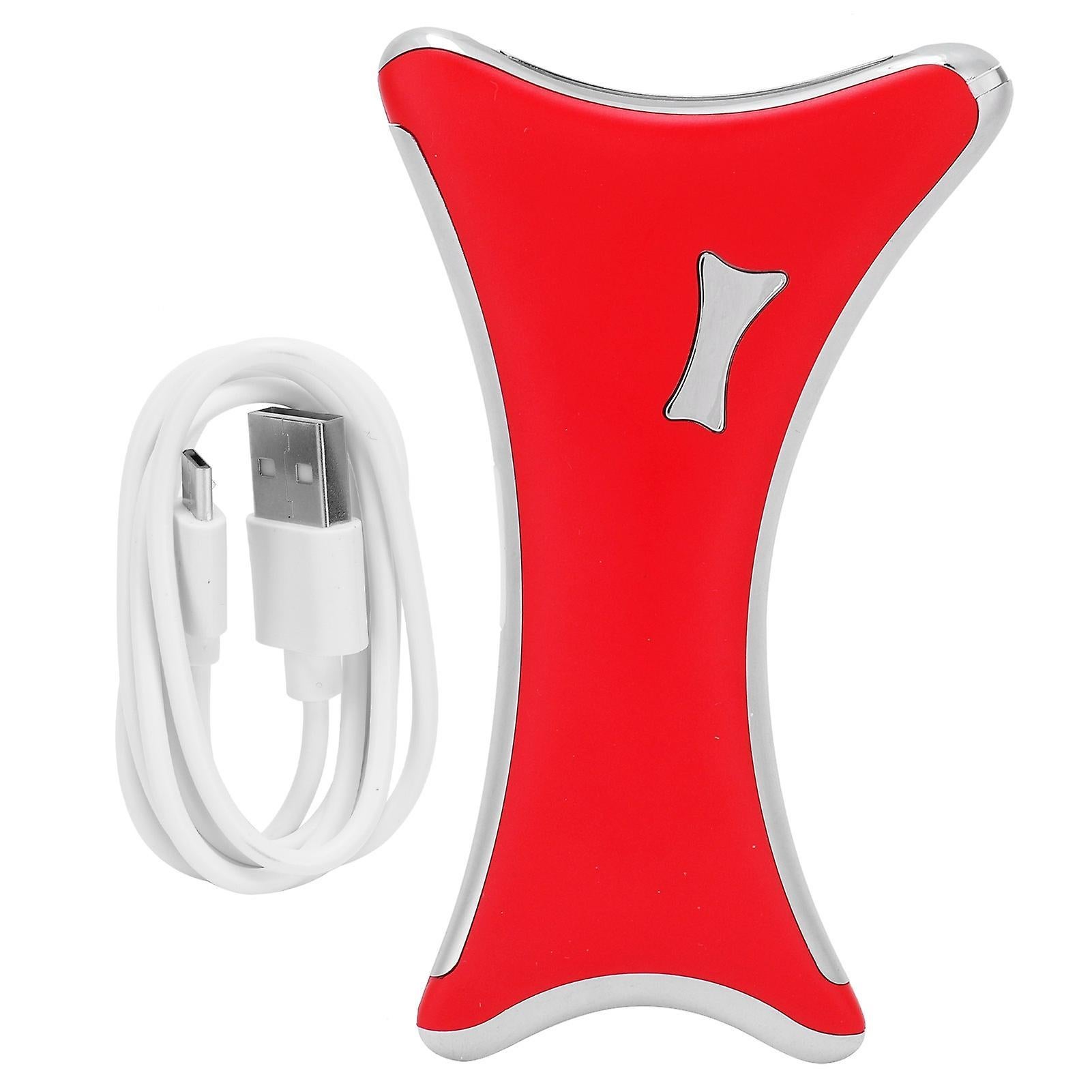 LED Electric Guasha Scraper with Heating & Vibration, USB Facial Scraping Massager, Red - Image 1