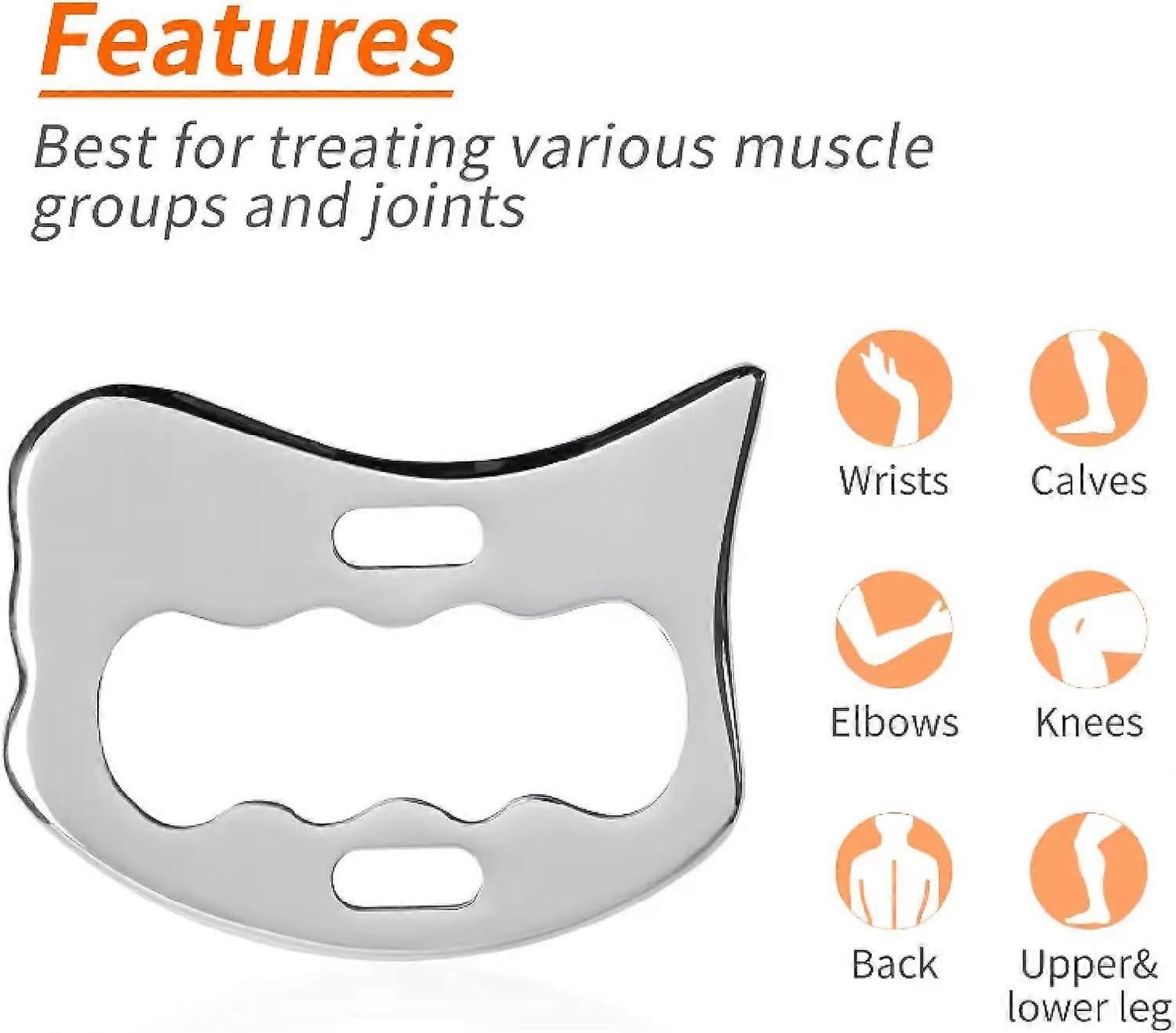 Stainless Steel Guasha Board Massage Stone, Body IASTM Therapy Tool for Soft Tissue & Physiotherapy - Image 2