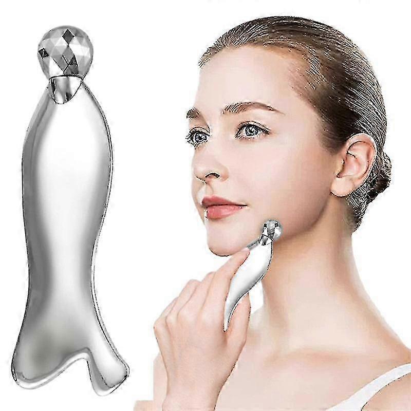 Portable 3D Alloy Fish-Shaped Roller Guasha Tool, Body Massage Device - M - Image 1