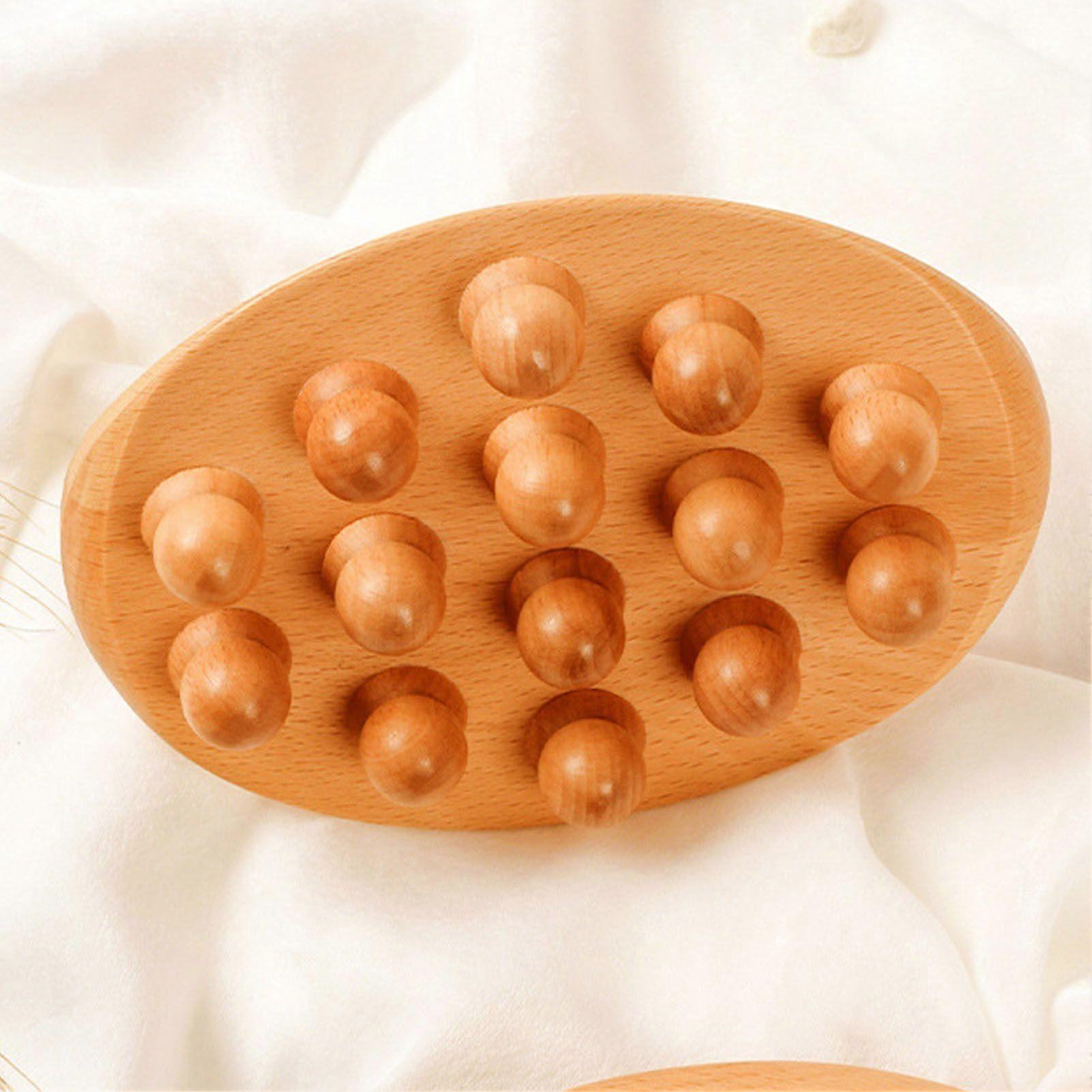 Wooden Body Massage Brush with Beads, Muscle Relaxation Meridian Guasha Tool - Image 5