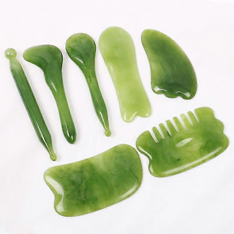 7pcs Natural Stone Guasha Scraping Tool Set, Traditional Anti-Aging Gua Sha Boards - Image 2