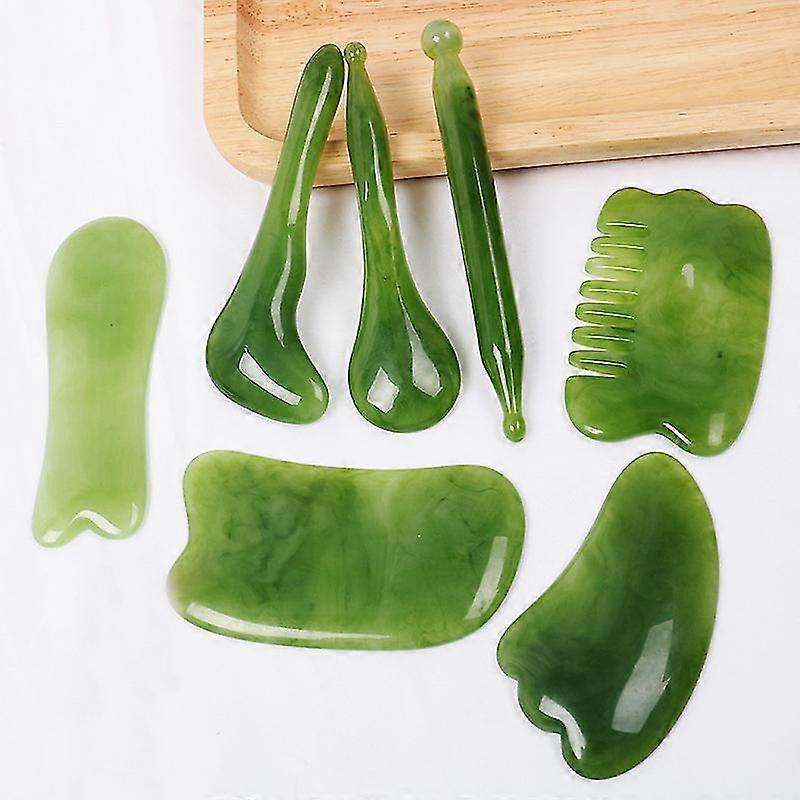 7pcs Natural Stone Guasha Scraping Tool Set, Traditional Anti-Aging Gua Sha Boards - Image 4