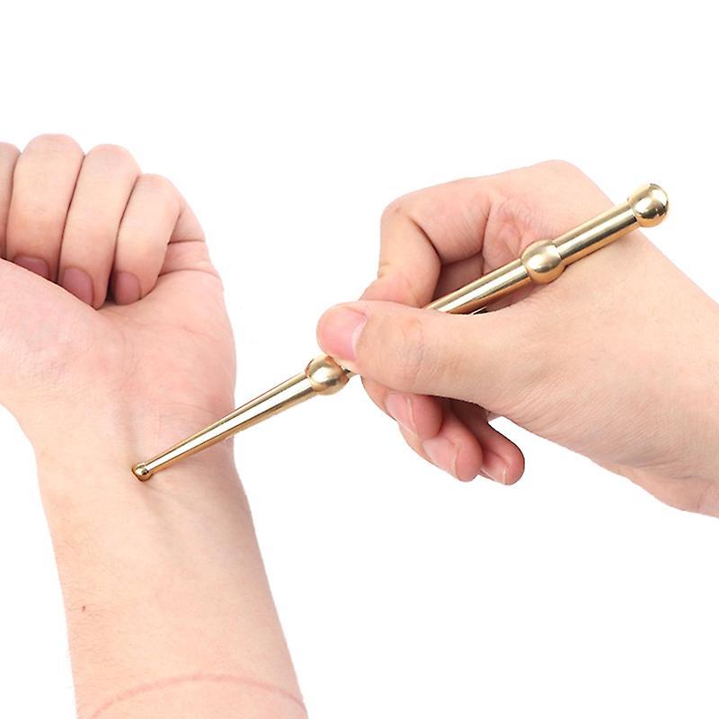 Brass Face & Eye Reflexology Massage Pen, Ear Acupoint Guasha Detecting Stick (1pc) - Image 1