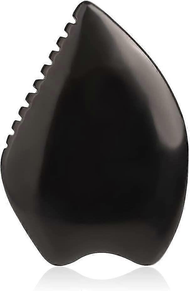 Bian Stone Facial Guasha Comb, Face Massage Scraping Tool, Black (1pc) - Image 1