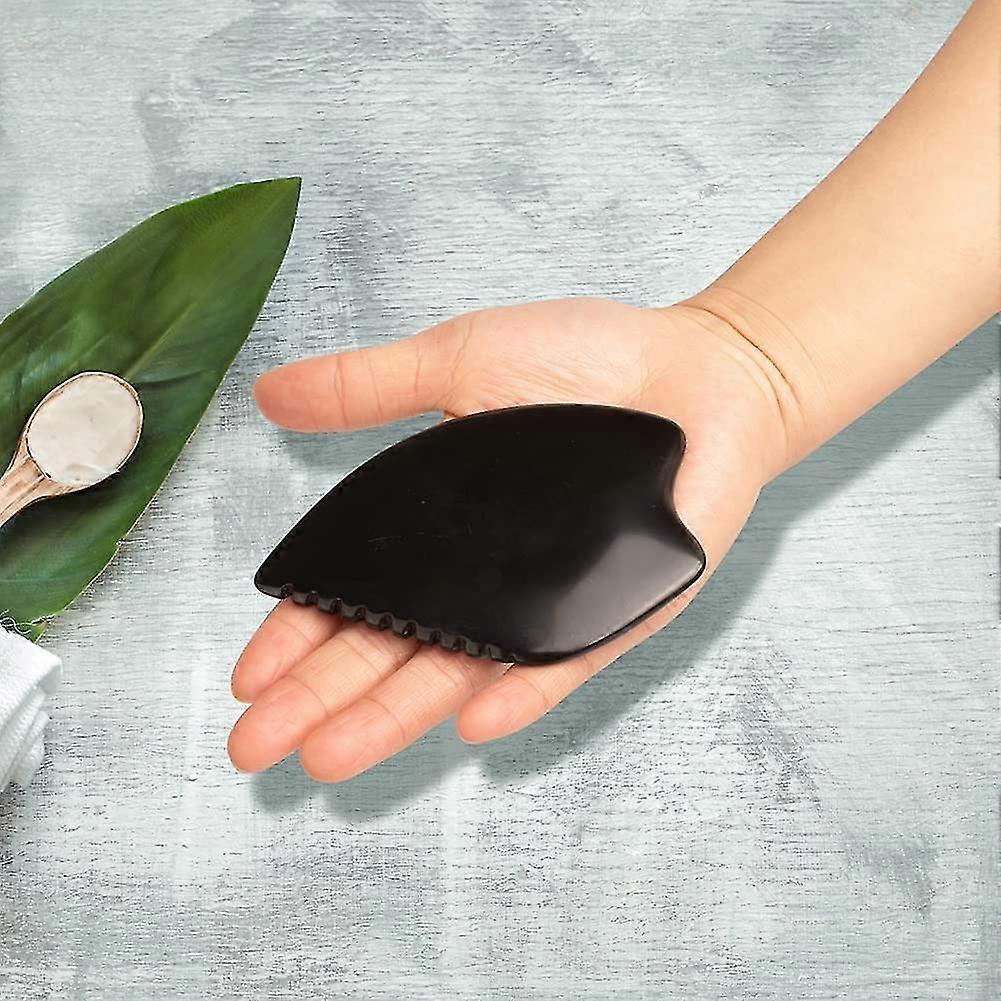 Bian Stone Facial Guasha Comb, Face Massage Scraping Tool, Black (1pc) - Image 2