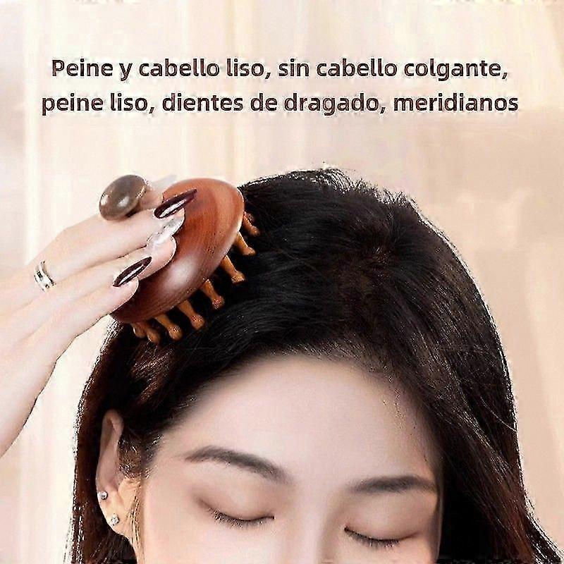 Natural Sandalwood Body Massage Brush, Circular Teeth Guasha Scraping Therapy Tool - Image 2
