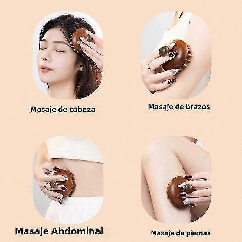 Natural Sandalwood Body Massage Brush, Circular Teeth Guasha Scraping Therapy Tool - Image 5