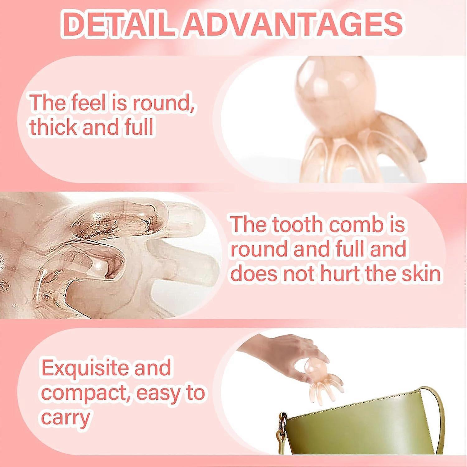 Resin Octopus-Style Scalp Guasha Massage Comb, Meridian Scraping Acupuncture SPA Tool - Image 5