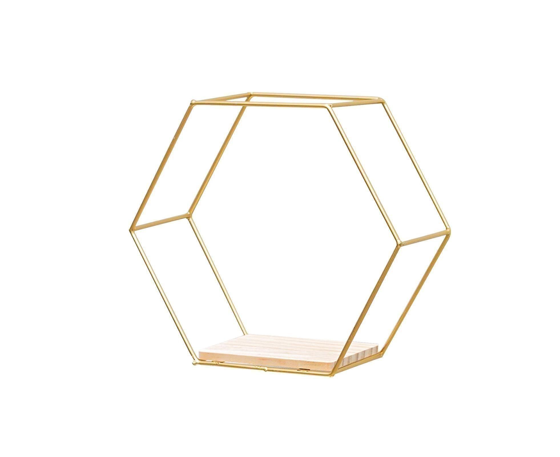 Hexagonal Shelf for Home-Golden M - Image 1