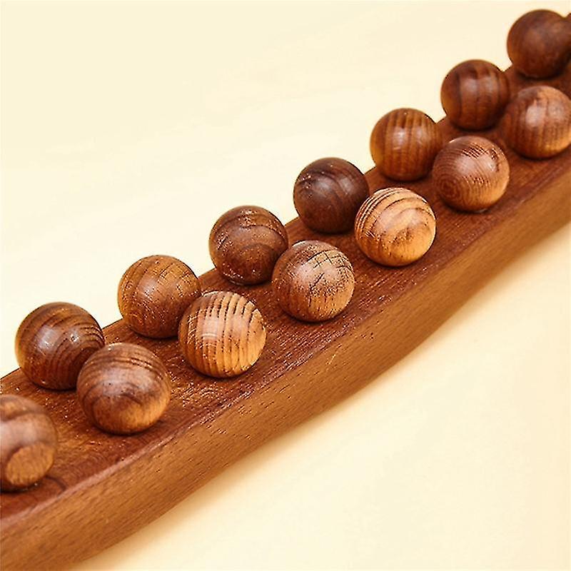 Wooden 20-Bead Guasha Scraping Stick, Body Meridian Massage Wand for Muscle Relief - Image 2