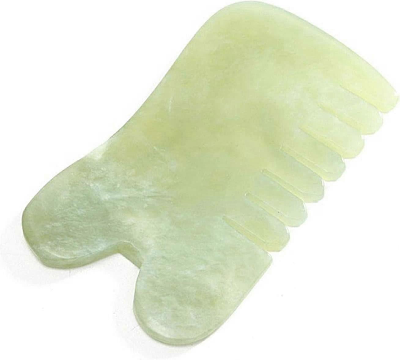 Natural Jade Stone Guasha Massage Comb, Acupuncture & Trigger Point Neck Therapy Tool - Image 4