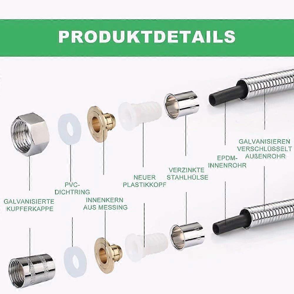 150cm Stainless Steel Look Shower Hose, Durable Bathroom Shower Pipe - Image 2