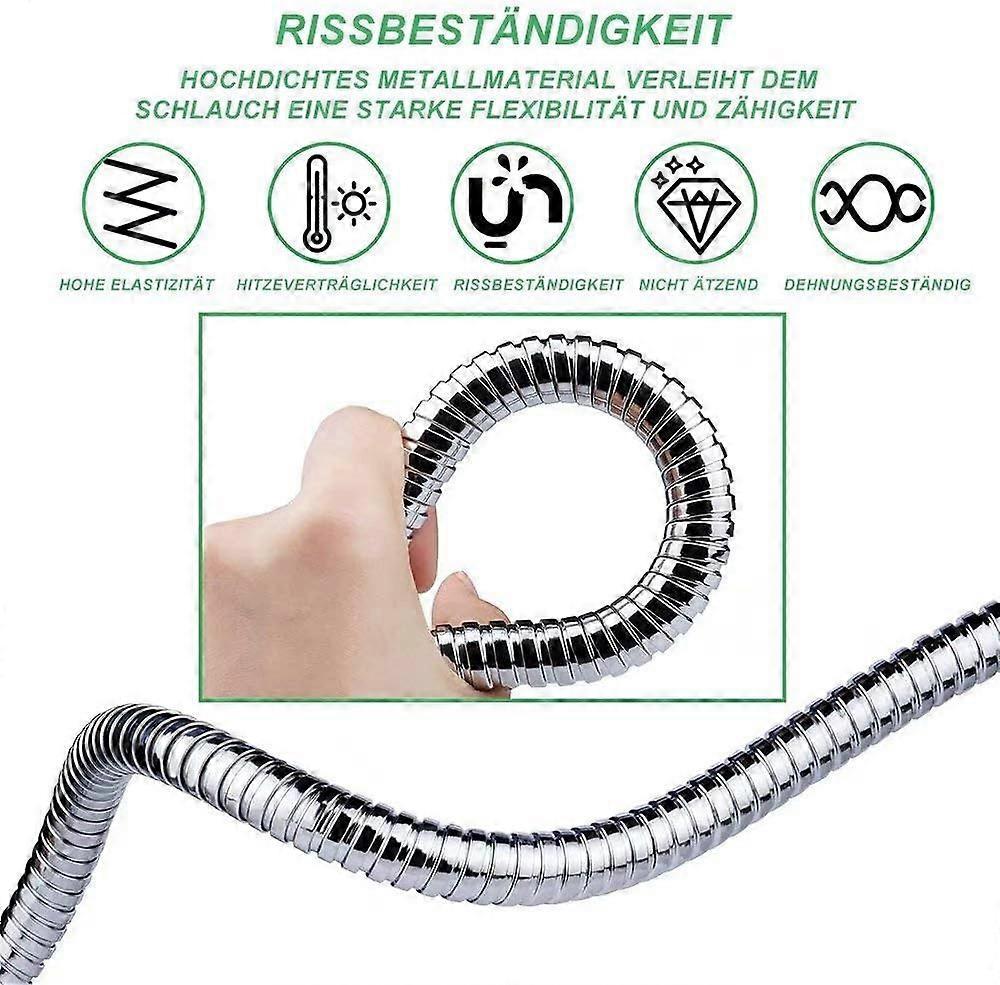 150cm Stainless Steel Look Shower Hose, Durable Bathroom Shower Pipe - Image 3