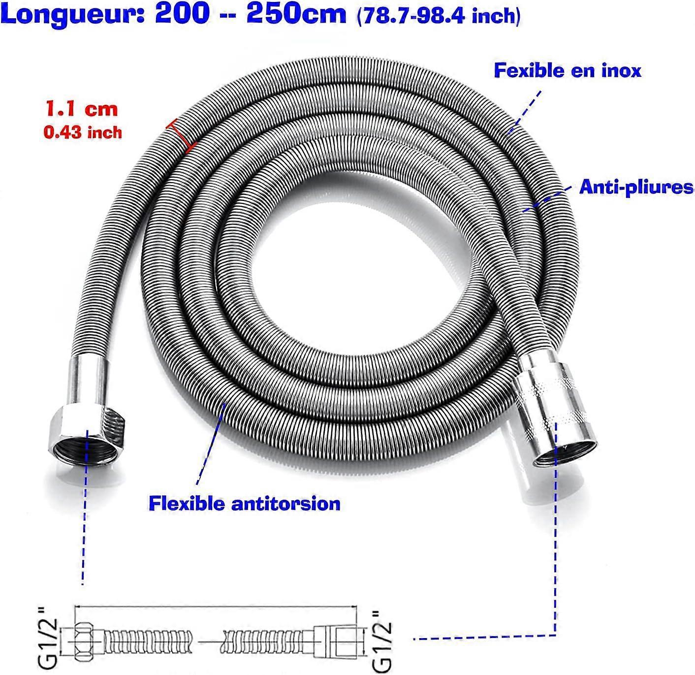 2m Stainless Steel Universal Shower Hose, Flexible Bathroom Replacement Hose - Image 2