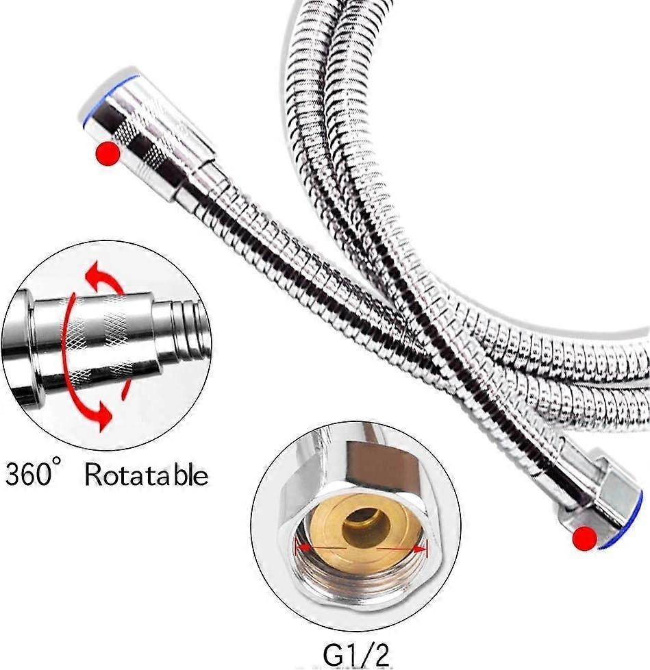 2m Universal Expandable Shower Hose, Stainless Steel Anti-Elastic Shower Pipe - Image 2