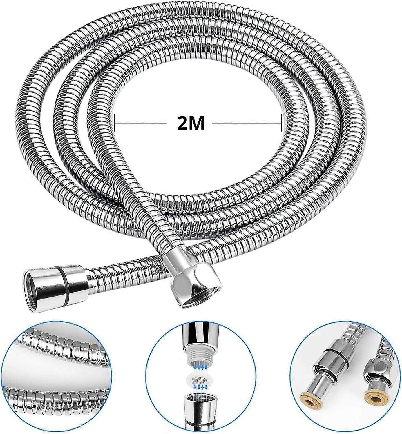 2m Universal Expandable Shower Hose, Stainless Steel Anti-Elastic Shower Pipe - Image 4